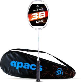 apacs N-Force 111 (Ultra Graphite, 38LBS) White, Gold Unstrung Badminton Racquet