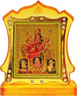 Gwals Hindu Goddess Acrylic Frame Idol Mata Vaishno Devi Temple Frame for Car Dashboard Decorative Showpiece  -  7 cm