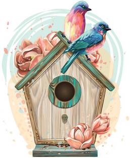 Asian Paints 61 cm Quaint Birdhouse Vinyl Wall Removable Sticker