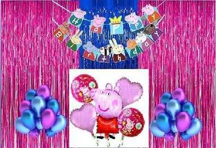 Anayatech 3 curtain peppa pig birthday combo -pack of 50
