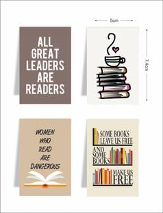 craft maniacs BOOKS & COFFEE SET OF 4 MAGNETIC BOOKMARKS MAGNETIC Bookmark
