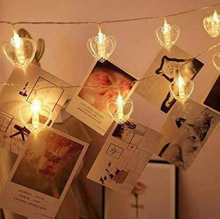 AFTERSTITCH Heart shape lights for home decoration hanging Style 10 LED 2 m Length (Battery Operated) (Yellow ) Candle