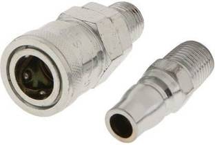 H HADDU Aluminium Pneumatic Air Line Hose Quick Fittings Connector Coupler (One Size, Silver) Hose Connector