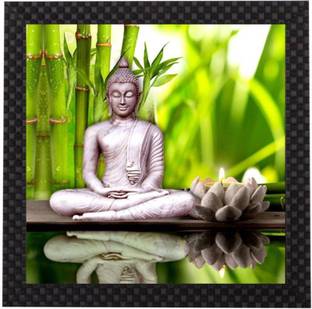 Darsh Craft Lord Buddha Photo Frame Digital Reprint 9 inch x 9 inch Painting