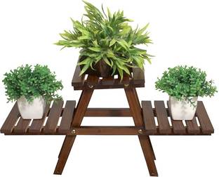 Dime Store Wooden Plant Stand For Balcony-3 Tier Plant Container Set