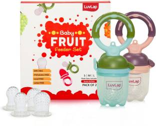 LuvLap Baby Food and Fruit Feeder Twin Pack with Three Feeder Sack Sizes, BPA Free Feeder