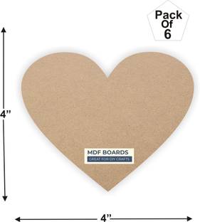 VARIETY 4" HEART MDF PACK OF 6 Wooden Geometric Object