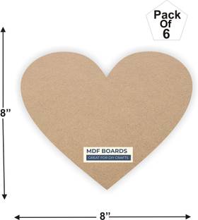 VARIETY 8" HEART MDF PACK OF 6 Wooden Geometric Object