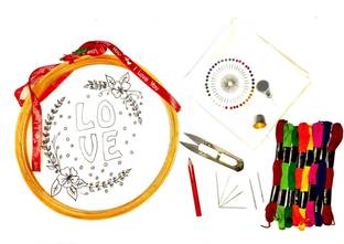 KHUSHA CREATIONS Embroidery Kit for Beginners (Love Theme) / DIY Hand Embroidery Kit/ Hobby Embroidery Kit