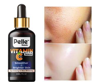 Pelle Beauty Vitamin C Skin Brightening, Anti Aging, Spotless Skin,Sun Protection, Under Eye Circles, Facial Serum with Vitamin E and Hyaluronic Acid_30ml