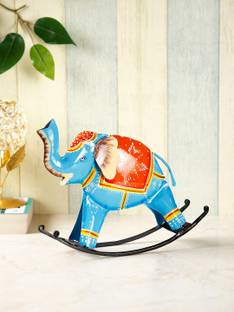 CraftVatika Swing Elephant Trunk Up Showpiece Statue Decorative Items for Home Office Desk Table Decoration Decorative Showpiece  -  17.78 cm