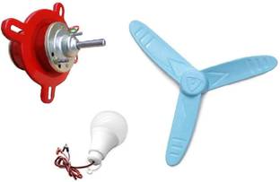 ERHIndia 12v DC Fan Motor High Speed with 9 Watt DC LED Bulb and Propeller for Home Electronic Components Electronic Hobby Kit