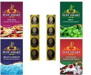 Puff Smart Pan Ras, Mint, Brain-o- Freeze, Icy Pan with 2 Polo Quick Light Charcoal (20 disk) Hookah Charcoals