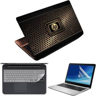 Finest 3 in 1 Laptop Skin Decal Vinyl Pack 15.6 inch with Screen Guard and Silicone Keyboard Protector - Printed HP Honeycomb Combo Set
