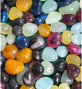 ERCOLE Decorative Glossy Shiny Polished Onyx Stone Pebbles For Home Outdoor & Garden Decoration Vase Filler Plant Pots Aquarium Fish Tanks Table Decor (Multi Colour, 500gm) Polished, Regular Angular, Asymmetrical, Round Onyx Pebbles
