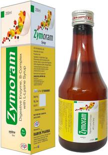 Ramvik Ayurvedic Zymoram | Digestive Enzyme, B-Complex With L-Lysine Syrup Mix Fruit