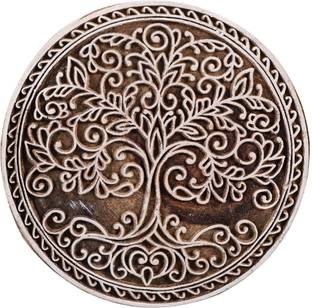 Ravaiyaa - Attitude Is Everything Round Wood Printing Stamps Fabric Textile Block Tree Of Life Poplar Wood Block