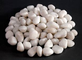 Nitishree Polished Round Glossy White Pebble Stones for Home Decoration (Small Size Stones) - 2 kg Gravel Planted Substrate