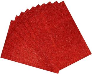 ARTTWALA EVA Foam Glitter Sheets A4 Size - for Arts & Crafts, Scrapbook, Paper Decorations, DIY Projects (Red, 10)