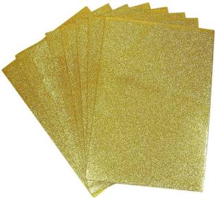 ARTTWALA EVA Foam Glitter Sheets A4 Size - for Arts & Crafts, Scrapbook, Paper Decorations, DIY Projects (GOLDEN, 10)