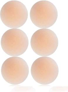KIYANSTORE K J Invisible Round Silicone Reusable Adhesive Nipple Covers for Women (Cream), Free Size, pack 3) Bra Charm