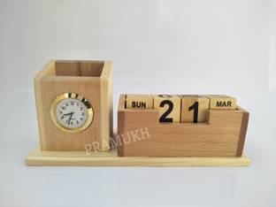 PRAMUKH STORE 2 Compartments Wood Wooden Pen Stand