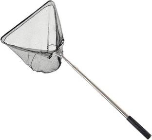 Hunting Hobby Fishing Landing Net, Triangle Folding, Extention 4.8Feet Rod Silver Fishing Rod