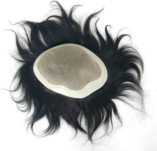 Osking  Patch Black Color 9X6 Fine Mono-filament Human  Toupee  Patch/ System/ Pieces/Wigs For Men And Boys (9X6) Black Color Hair Extension