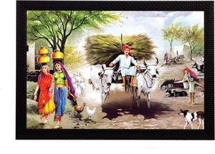 Darsh Craft Village Life Photo Frame Digital Reprint 8 inch x 10 inch Painting