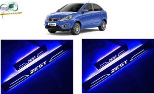 RAAS COLLECTION Designer car Led door sill plates/illuminated scuff plates/led footsteps/led kicking plates with Black Base and Blue LED (Set of 4 pc) Door Sill Plate