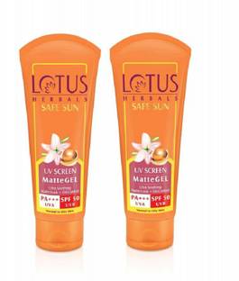 LOTUS HERBALS Sunscreen - SPF 50 PA+++ Herbals Safe Sun Uv Screen Mattegel Pa+++ Spf-50 Pack Of 2