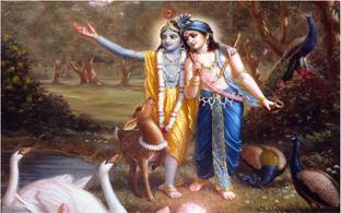Bal Shri Krishna with Shri Balaram Poster for Room Paper Print