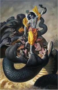 Shri Krishna Dance On Kaliya Naag Poster for Room Paper Print