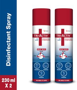 Tri-Activ 70% Alcohol Based Disinfectant / Sanitizer Spray for Multi-Surfaces and Air - 230ml, Pack of 2