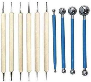 IKIS DIY Acrylic Double-Ended Mandala Dotting Rods Clay Art Stylus Pen for Rock Designing (Wooden and Steel)