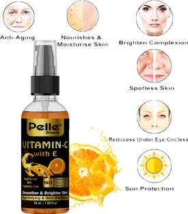 Pelle Beauty Vitamin C & E face serum _Skin Brightening, Anti Aging, Spotless Skin,Sun Protection, Under Eye Circles, Facial Serum with Vitamin E and Hyaluronic Acid__For Men & women _ Skin Treatment _50ml