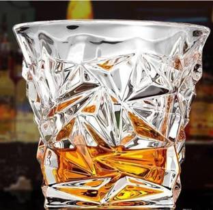 MIR (Pack of 6) Crystal Cut Diamond Design Whiskey Glass Set Glass Set Whisky Glass