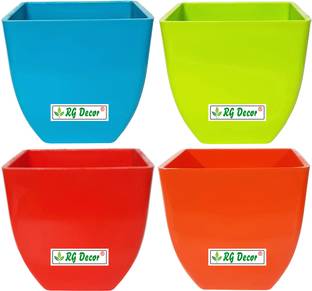 RGDECOR 4 Pearl Plastic Planters | 5 Inch | Plant Pots | Plastic Gamla | Flower Pot | Plant Container Set