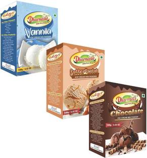 Dharmasut Vanilla + ButterScotch + Chocolate Ice Cream Powder 100g Pack of 3 300 g