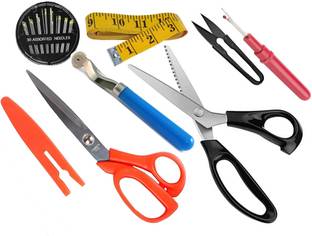 IKIS Sewing Kit - 7 in 1- Thread Cutter/Sewing Needles/Seam Ripper/Tracing Wheel/Measuring Tape / Scissors Sewing Kit