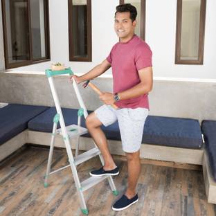 Bathla ECO - 2-Step Foldable Aluminium Ladder for Home with Smart Platform & Tool Tray Aluminium Ladder