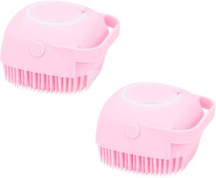 GLowcent Silicone Soft Bath Shower Brush Body Scrubber with Soap Dispenser G15