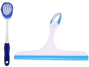 EXORNATOR Plastic Bathroom Cleaning Brush With Glass and tiles cleaning Wiper Cleaning Brush, Kitchen Wiper