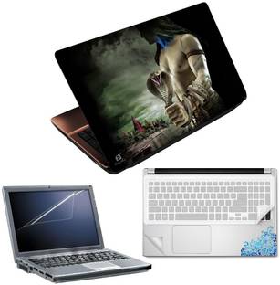 FineArts Lord Shiva 4 in 1 Laptop Skin Pack with Screen Guard, Key Protector and Palmrest Skin Combo Set