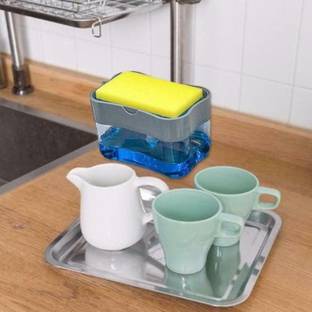 Today Life Style 2 in 1 automatic soap pump dispenser with sponge holder for kitchen sink 900 ml Gel, Liquid, Soap Dispenser