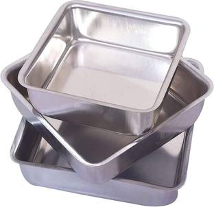 Cake Bake Mold Aluminium Square Cake Mould 3 Pcs Tin Pan Mold Mould Kitchen Bakeware 3 Heavy Duty Square Mould 1kg , 750grams and half kg Aluminium Cake Mould 3