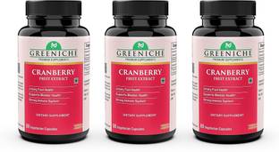 Greeniche Cranberry for Bladder Health & UTI Prevention - 60 Veg Capsules (PACK OF 3)