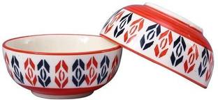 caffeine Ceramic Dessert Bowl Handmade Orange Arrow Pattern