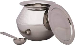 SRS Stainless Steel Pongal Pot/gundu/cooker/handi, 4 L, 1 Piece (Silver) Handi 4 L with Lid