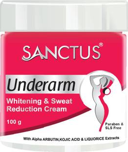 SANCTUS Underarm Whitening Sweat Reduction Cream (With Alpha Arbutin, Kojic Acid & Liquorice Extracts) (New Improved Formula with De-Odourizing Effect Paraben SLS)